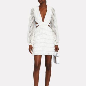 PatBO Eyelet & Fringe Mini Dress
